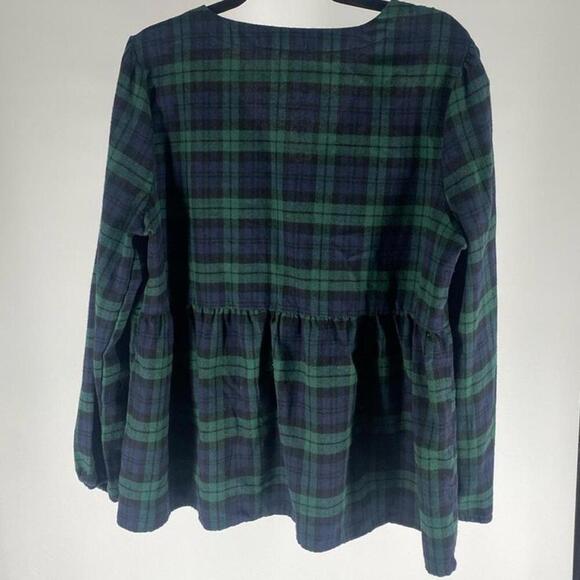 Cozy Plaid Button-Up Top with Lace Accents - Picture 2 of 2